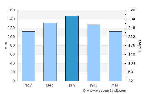 Greytown average rain in January
