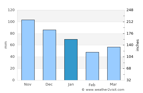 Grindsted average rain in January
