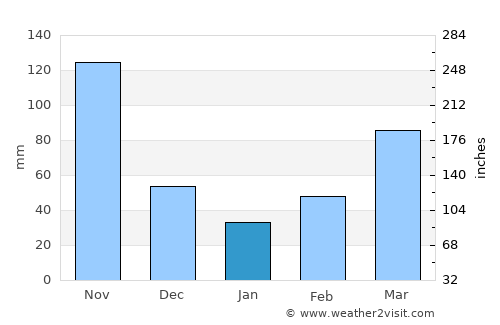 Guachetá average rain in January