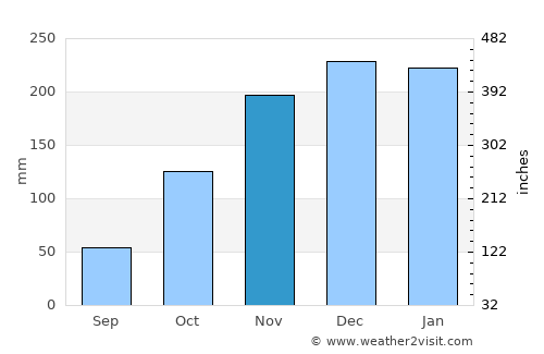 Guaçuí average rain in November