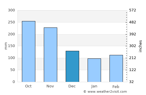 Guaduas average rain in December