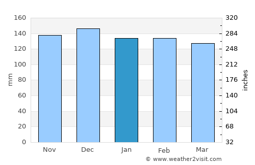 Guaporé average rain in January