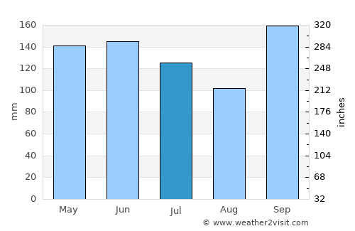 Guarapuava average rain in July