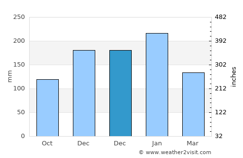 Guararapes average rain in December
