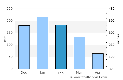 Guararapes average rain in February