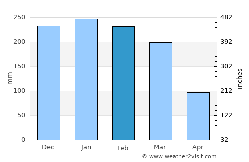 Guararema average rain in February