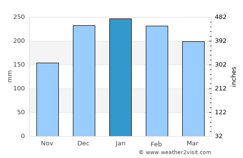 Guararema average rain in January
