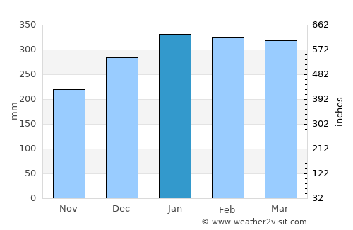 Guarujá average rain in January