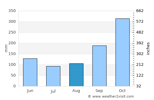 Guayabal average rain in August