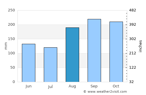 Guayabal average rain in August