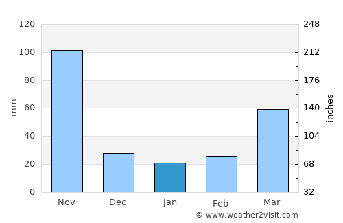 Guayabal average rain in January