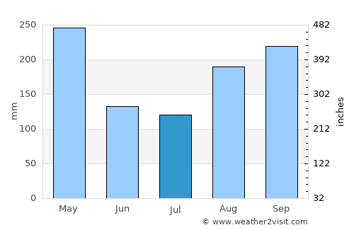 Guayabal average rain in July