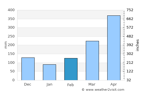 Guayabetal average rain in February