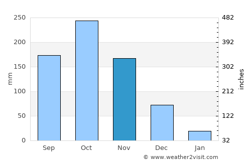 Gudalur average rain in November