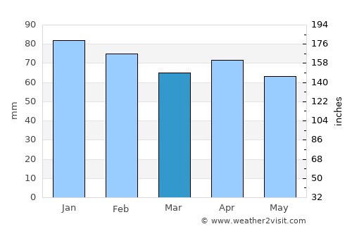 Guidonia average rain in March