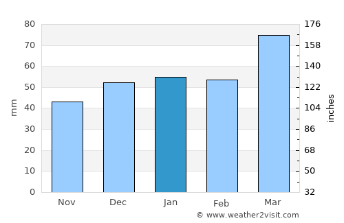 Guliston average rain in January