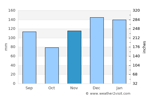 Guntersville average rain in November