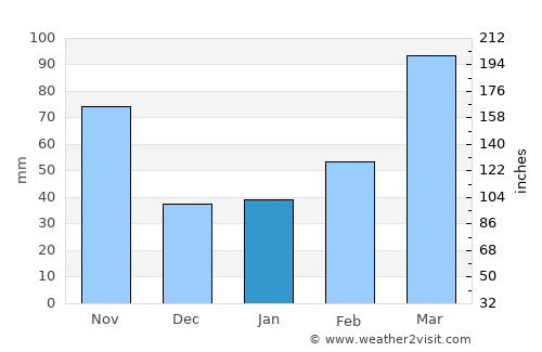 Hachiōji average rain in January