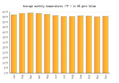 Hāgere Selam average temperature chart (Fahrenheit)