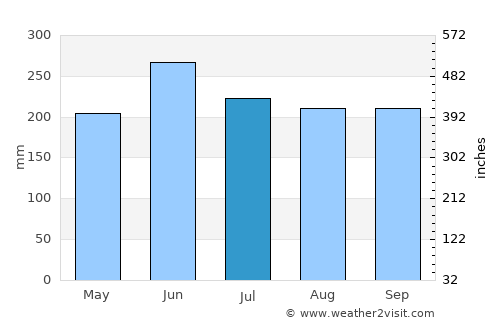 Hamamatsu average rain in July