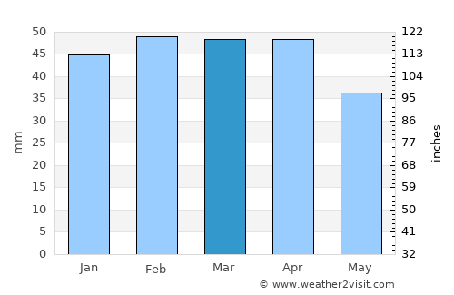 Hammam Bou Hadjar average rain in March