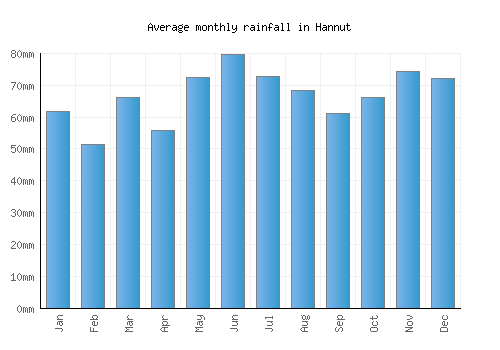 Hannut monthly rainfall chart (mm)