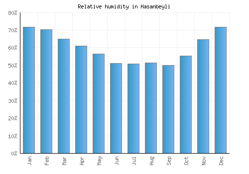 Hasanbeyli relative humidity averages