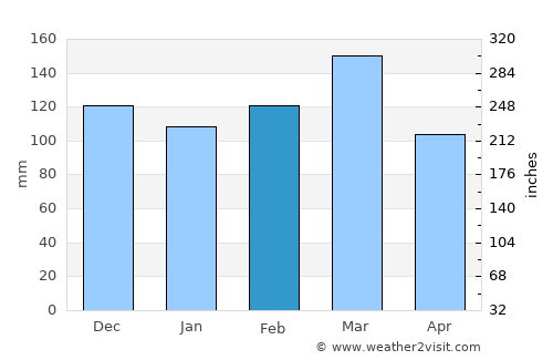 Hendersonville average rain in February