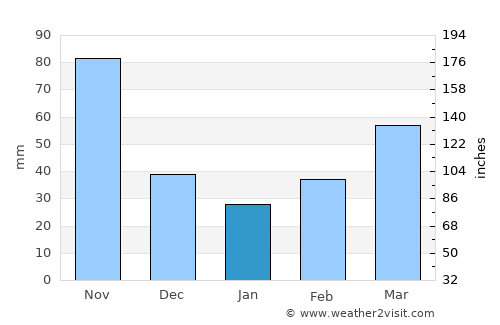 Hinche average rain in January