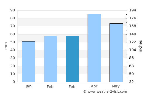 Hınıs average rain in February