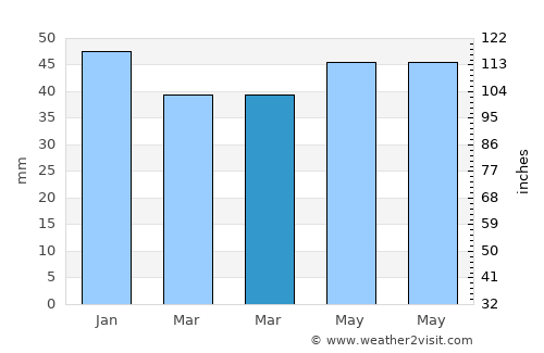 Hjørring average rain in March
