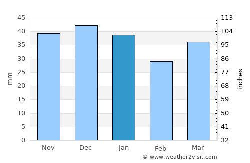 Howlong average rain in January