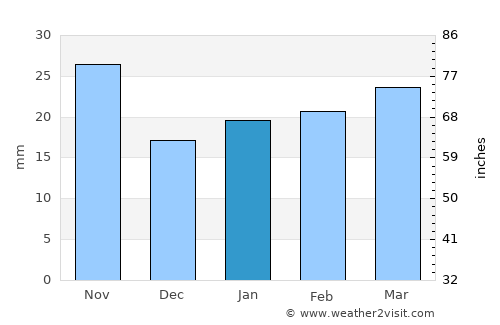 Hualahuises average rain in January