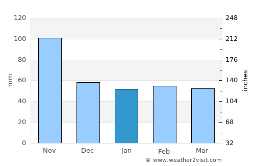 Huejutla de Reyes average rain in January
