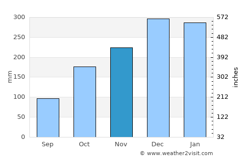 Humaitá average rain in November