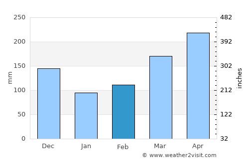 Ibagué average rain in February