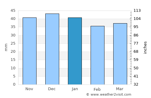 Ibăneşti Pădure average rain in January