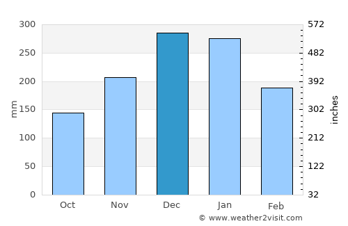 Ibiá average rain in December