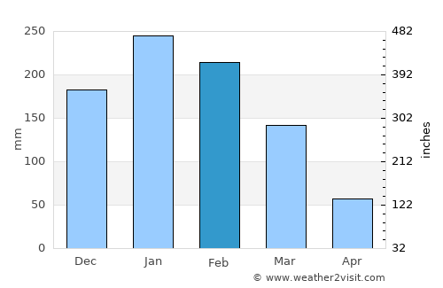 Ibitinga average rain in February