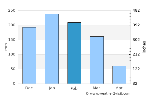 Ibiúna average rain in February