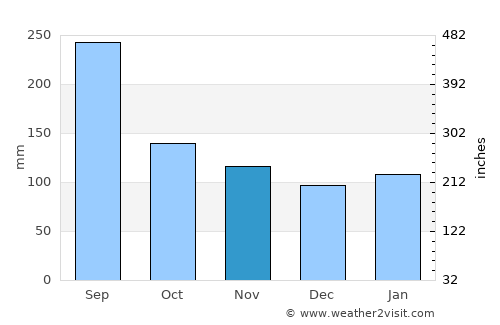 Ibusuki average rain in November