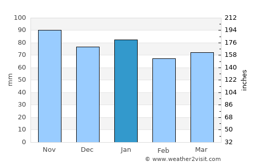 Ichinohe average rain in January