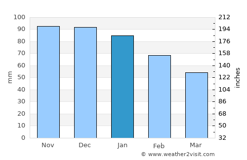 Icod de los Vinos average rain in January