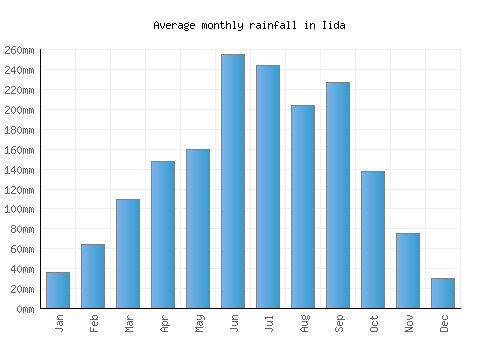 Iida monthly rainfall chart (mm)