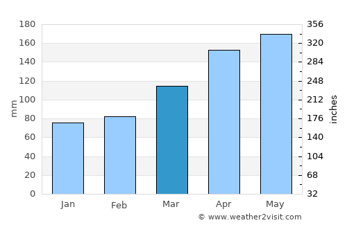 Iizuka average rain in March