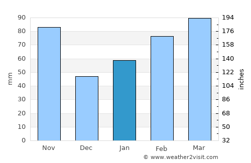 Indian River Shores average rain in January