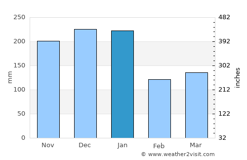 Inhapim average rain in January