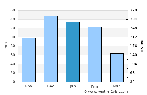 Insiza average rain in January