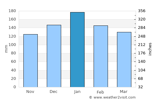 Irati average rain in January