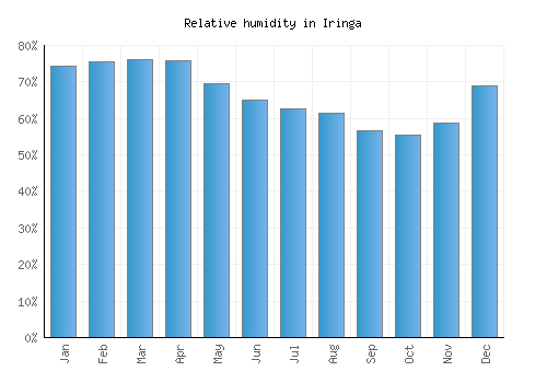 Iringa relative humidity averages